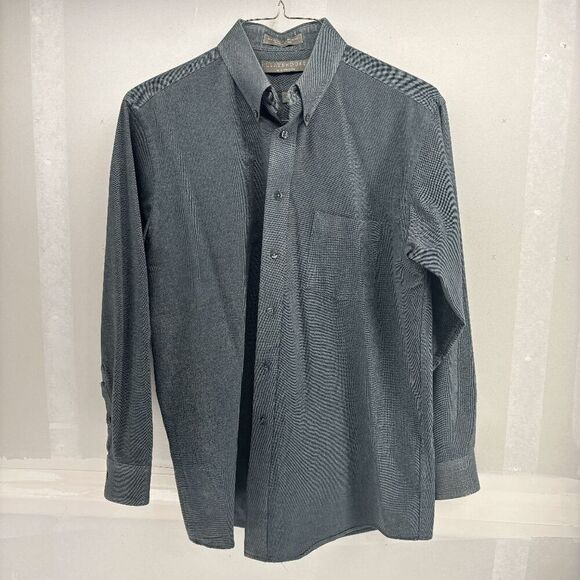 Vintage Claybrooke Green Chambray Weave Oxford Wrinkle Free Size 15.5/33 Medium - Picture 1 of 3